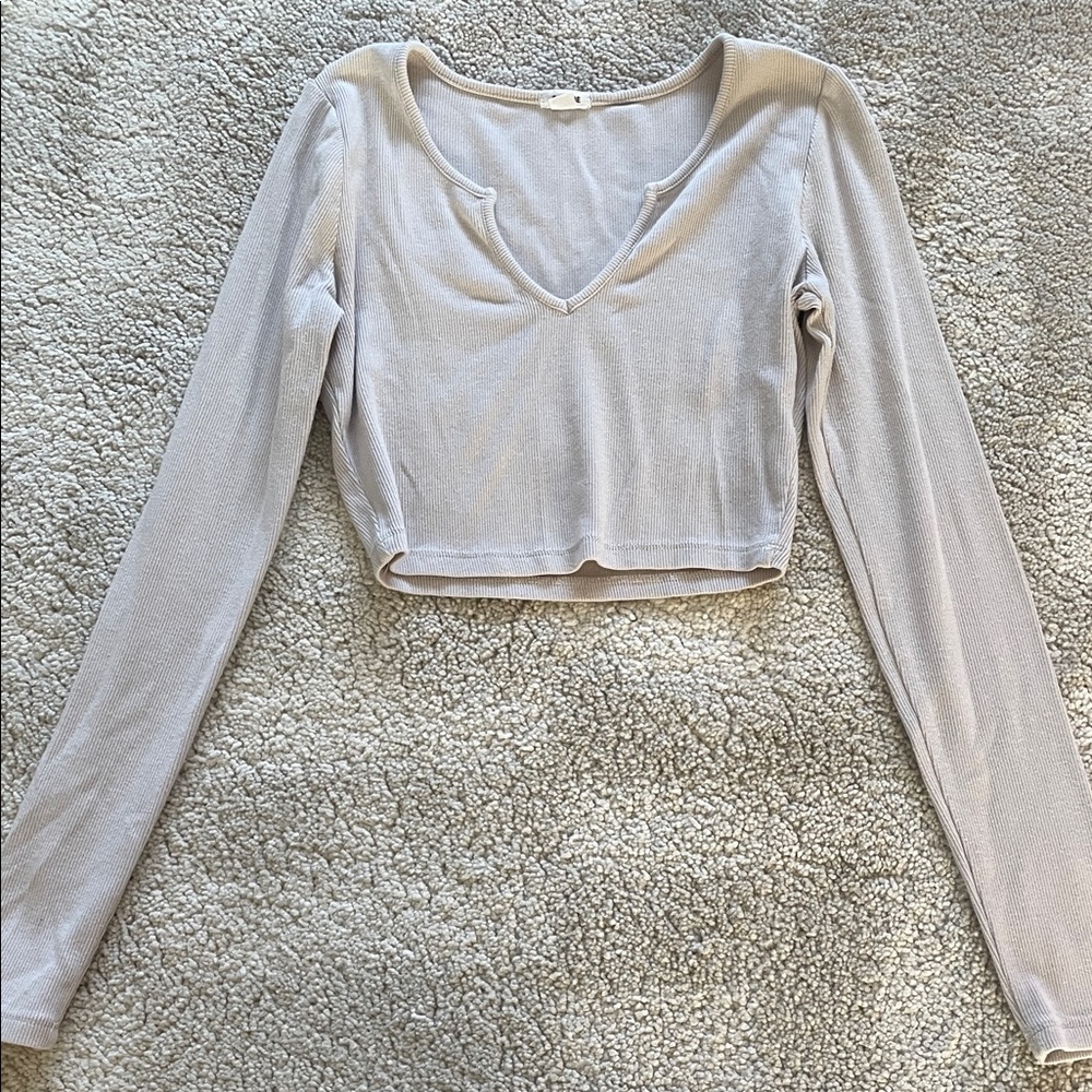Garage Cream Long Sleeve Crop Top